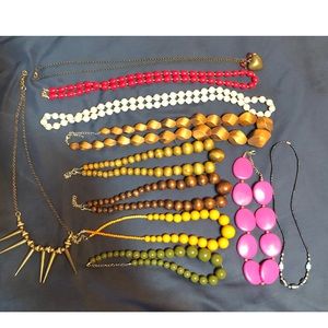 Jewelry, wood necklace, brackets, earrings